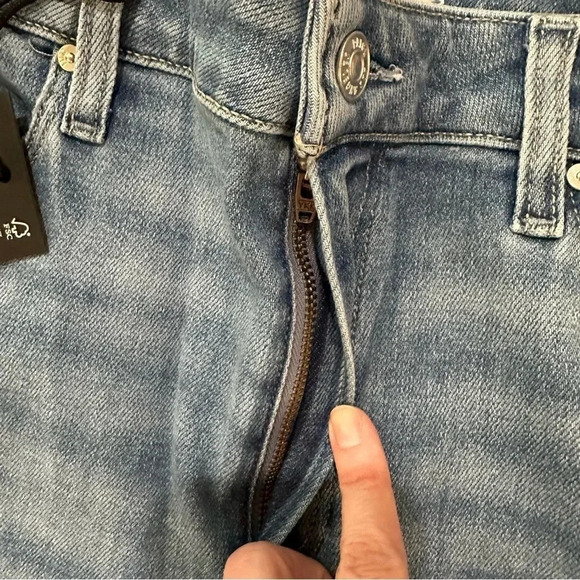 Paige Claudine High-Rise Ankle Flare Raw Hem Medium Wash Denim Jeans Size 31 NWT - Picture 8 of 10